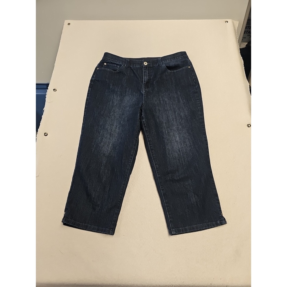 Christopher & Banks Womens Dark Wash Denim Capri Jeans Size 12 Cropped Indigo